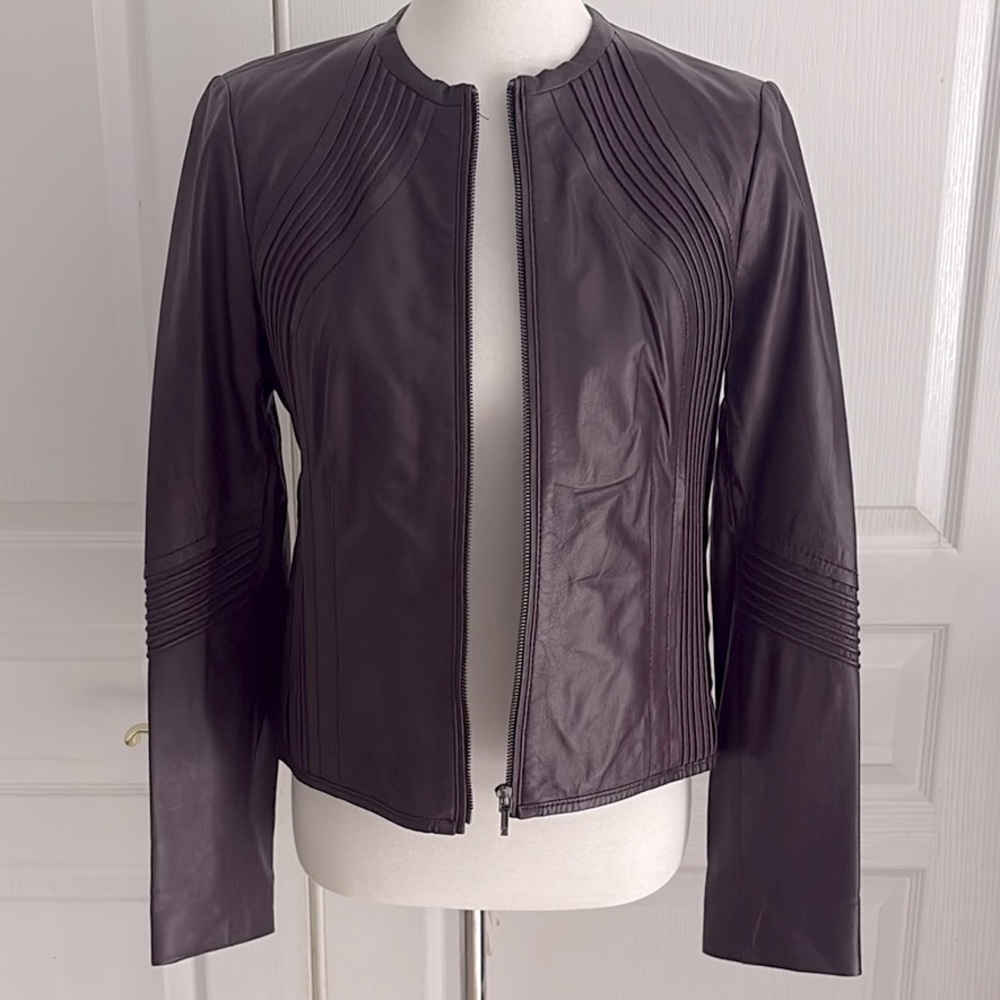Tori Burch maroon leather jacket